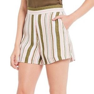 Green White Pink Stripe Summer Shorts
